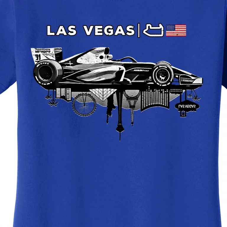 Formula Racing Open Wheel Car Las Vegas Circuit Usa Flag Gift Women's T-Shirt