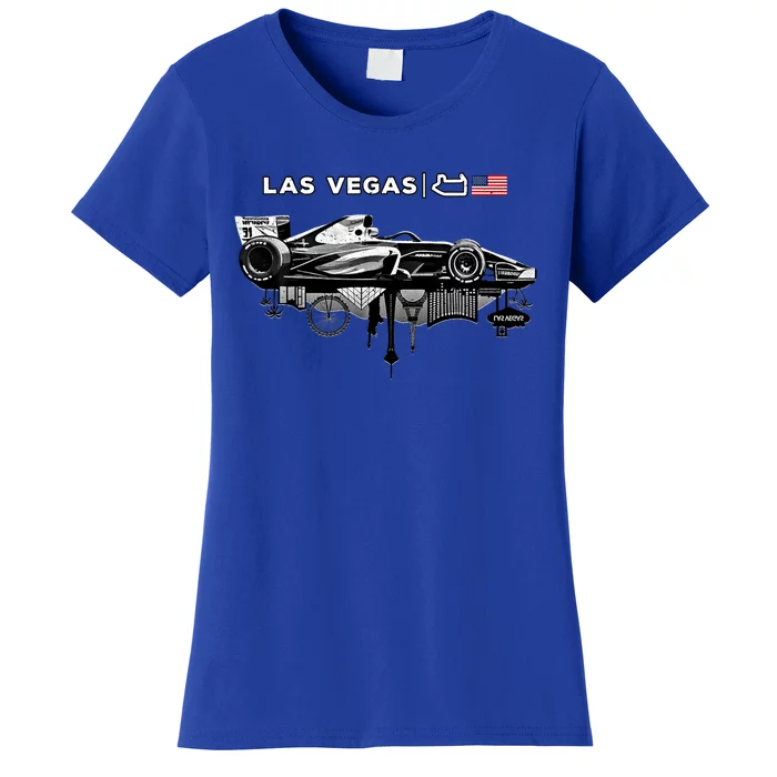 Formula Racing Open Wheel Car Las Vegas Circuit Usa Flag Gift Women's T-Shirt