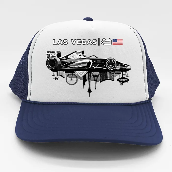 Formula Racing Open Wheel Car Las Vegas Circuit Usa Flag Gift Trucker Hat