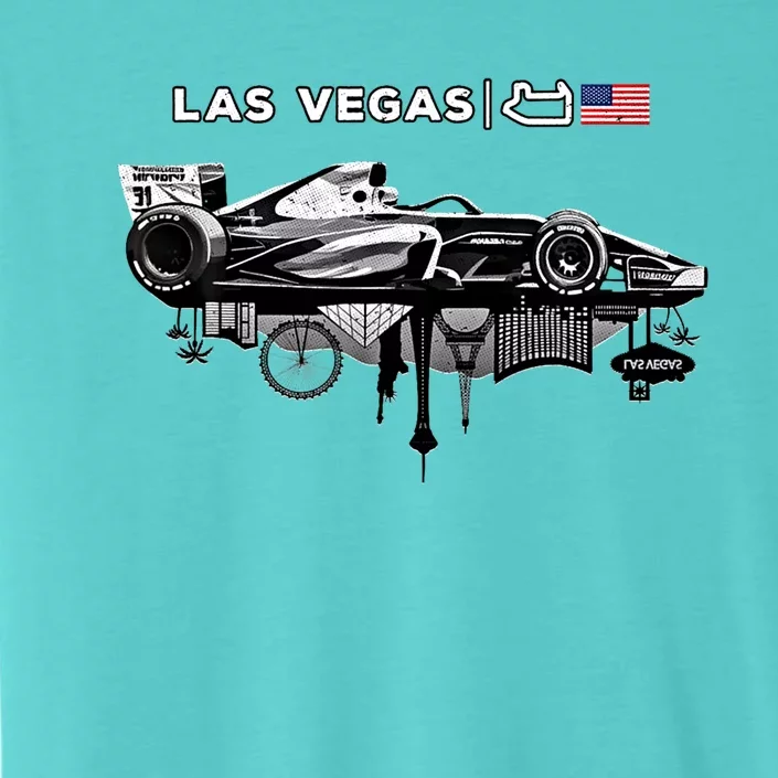 Formula Racing Open Wheel Car Las Vegas Circuit Usa Flag Gift ChromaSoft Performance T-Shirt