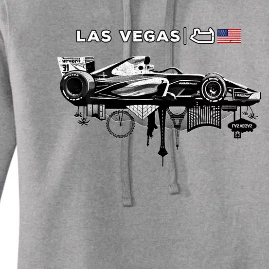 Formula Racing Open Wheel Car Las Vegas Circuit Usa Flag Gift Women's Pullover Hoodie