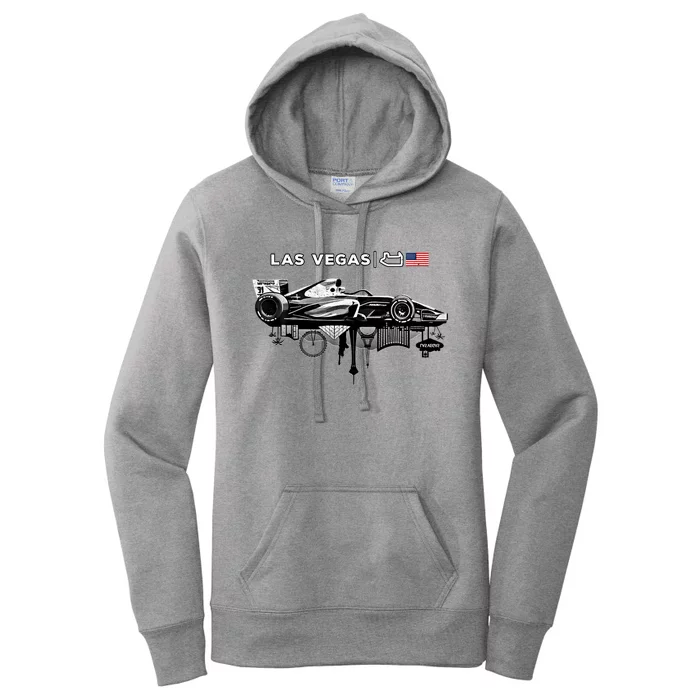 Formula Racing Open Wheel Car Las Vegas Circuit Usa Flag Gift Women's Pullover Hoodie