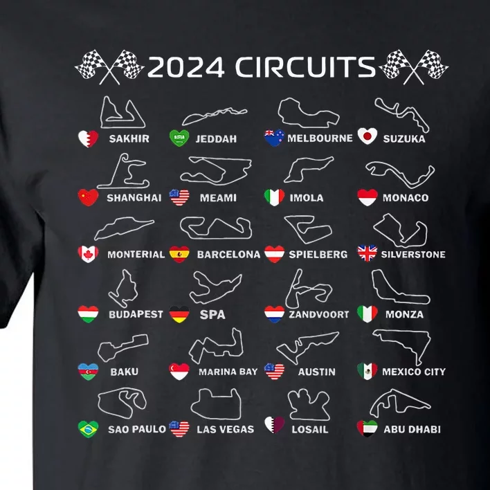 Formula Racing Open Wheel Race Car Fan World Circuits 2024 Tall T-Shirt