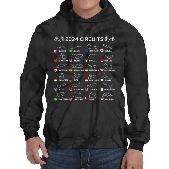 Formula Racing Open Wheel Race Car Fan World Circuits 2024 Tie Dye Hoodie