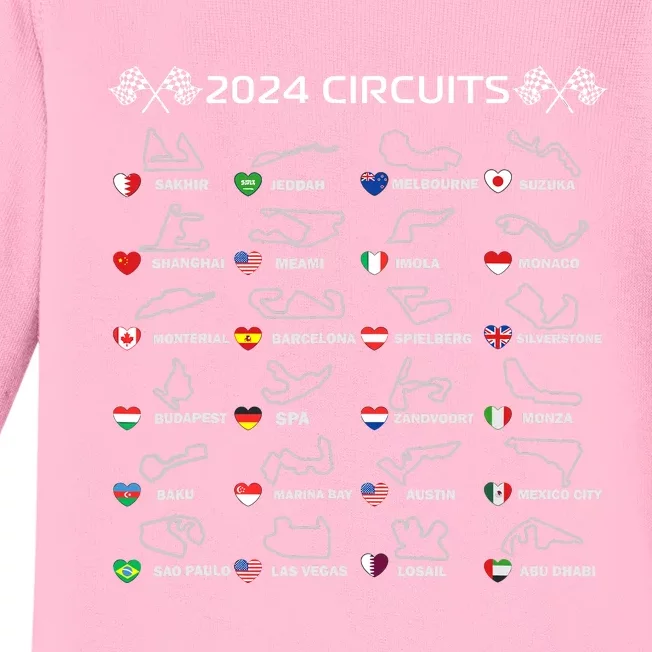 Formula Racing Open Wheel Race Car Fan World Circuits 2024 Baby Long Sleeve Bodysuit