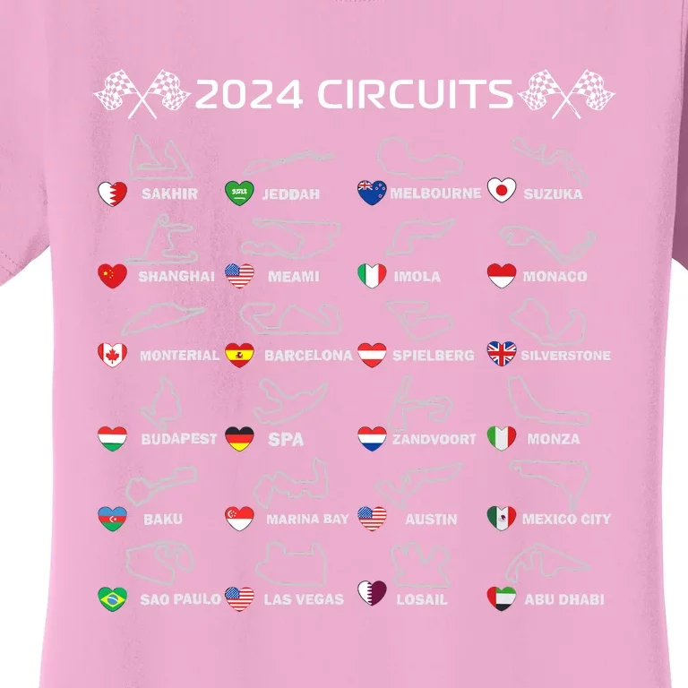 Formula Racing Open Wheel Race Car Fan World Circuits 2024 Women's T-Shirt