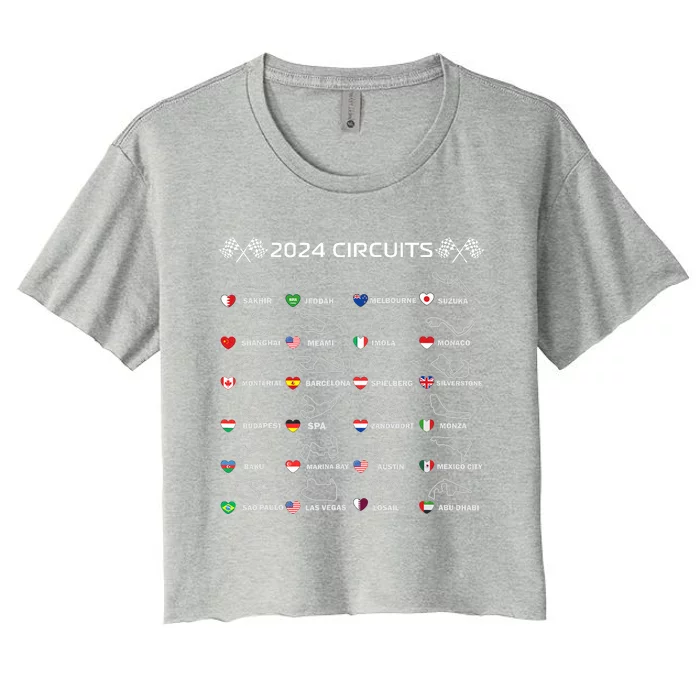 Formula Racing Open Wheel Race Car Fan World Circuits 2024 Women's Crop Top Tee