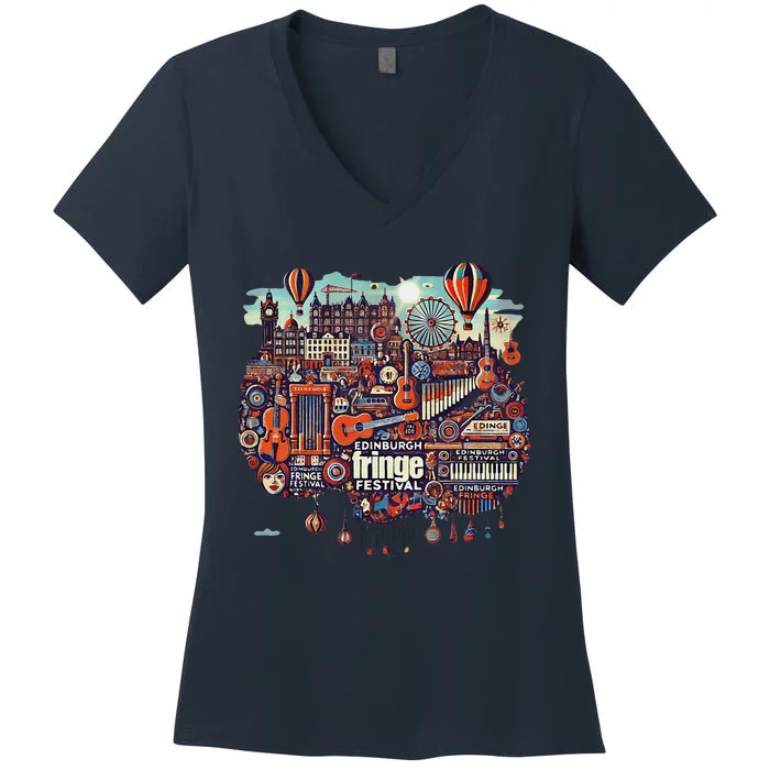 Funny Rhythm Of Celebration Edinburgh Fringe Festival Women's V-Neck T-Shirt