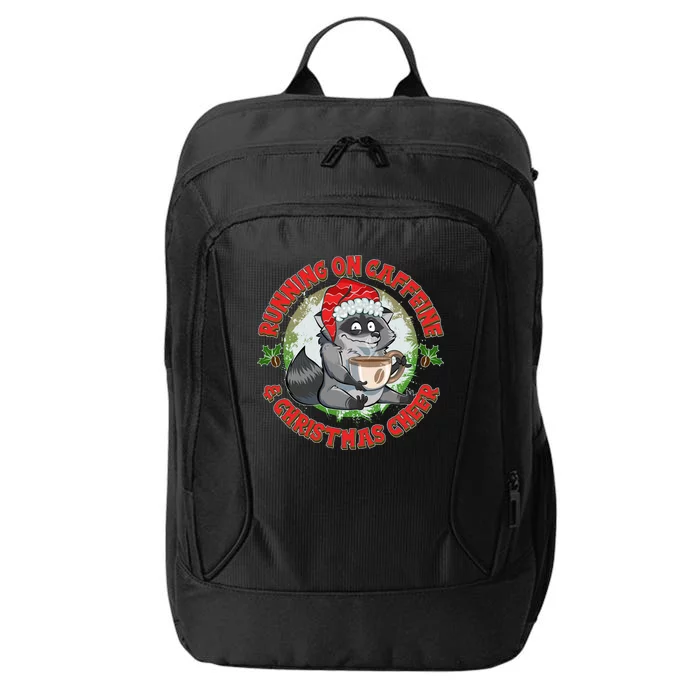 Funny Running On Caffeine And Christmas Cheer Coffee Raccoon City Backpack