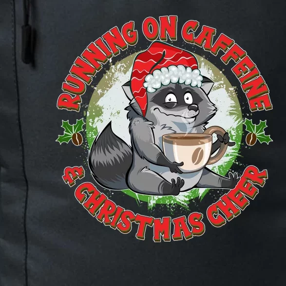 Funny Running On Caffeine And Christmas Cheer Coffee Raccoon Daily Commute Backpack