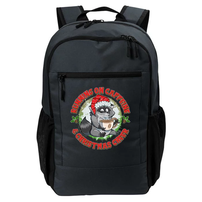 Funny Running On Caffeine And Christmas Cheer Coffee Raccoon Daily Commute Backpack