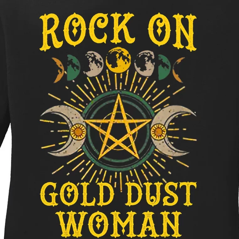 Funny Rock On Gold Dust Woman Gift For Birthday Ladies Long Sleeve Shirt