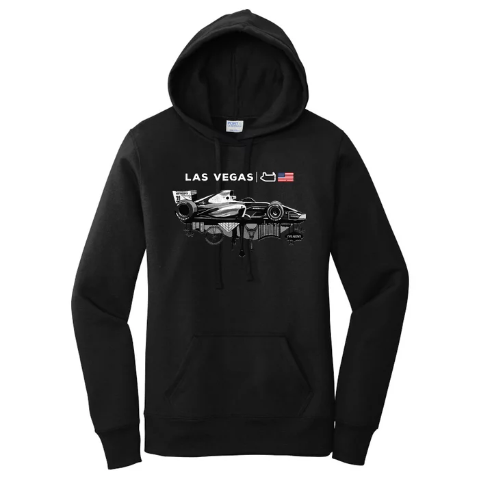 Formula Racing Open Wheel Car Las Vegas Circuit Usa Flag Women's Pullover Hoodie