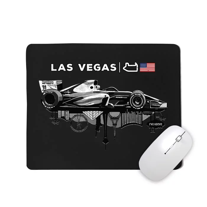 Formula Racing Open Wheel Car Las Vegas Circuit Usa Flag Mousepad