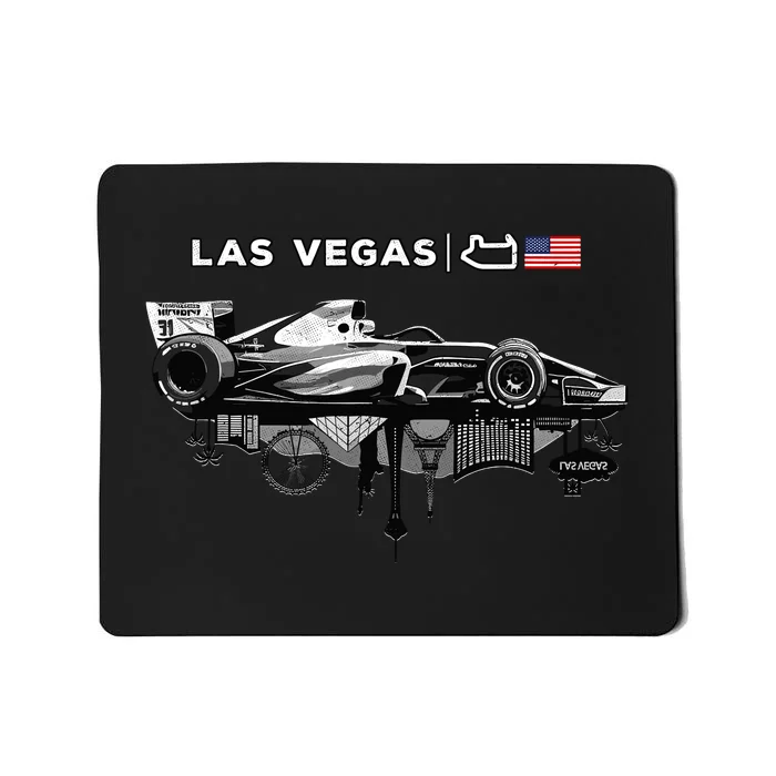 Formula Racing Open Wheel Car Las Vegas Circuit Usa Flag Mousepad