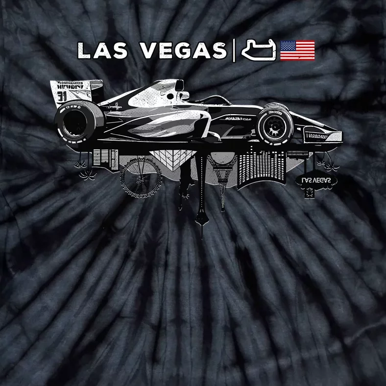 Formula Racing Open Wheel Car Las Vegas Circuit Usa Flag Tie-Dye T-Shirt