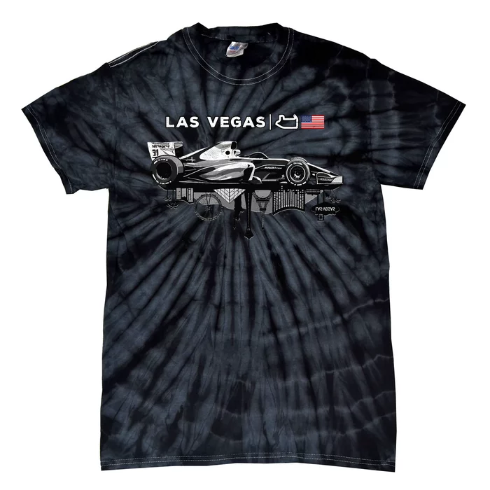 Formula Racing Open Wheel Car Las Vegas Circuit Usa Flag Tie-Dye T-Shirt