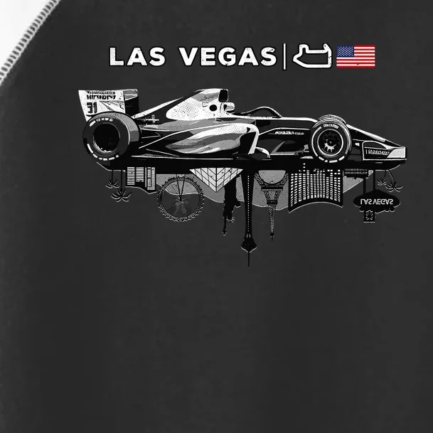 Formula Racing Open Wheel Car Las Vegas Circuit Usa Flag Toddler Fine Jersey T-Shirt