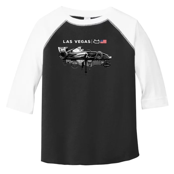 Formula Racing Open Wheel Car Las Vegas Circuit Usa Flag Toddler Fine Jersey T-Shirt