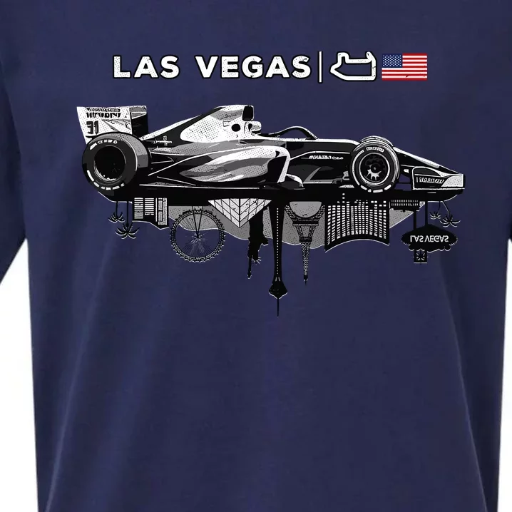 Formula Racing Open Wheel Car Las Vegas Circuit Usa Flag Sueded Cloud Jersey T-Shirt