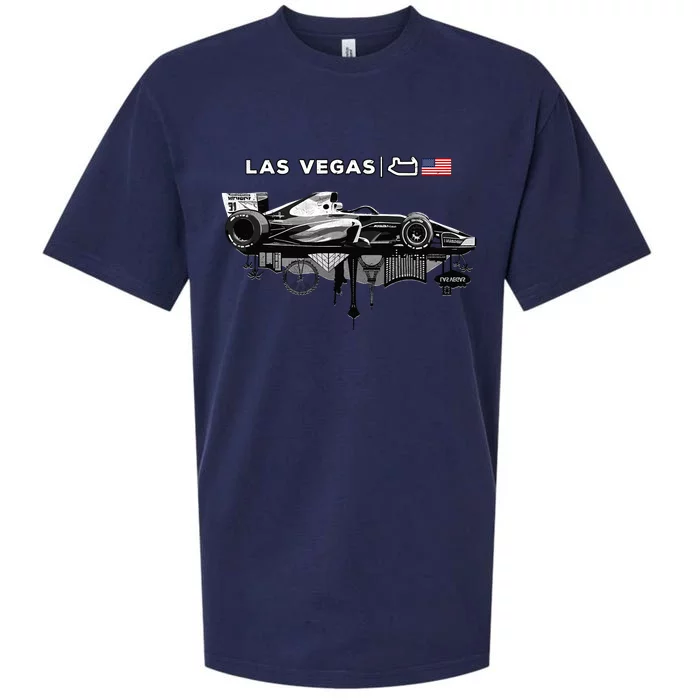 Formula Racing Open Wheel Car Las Vegas Circuit Usa Flag Sueded Cloud Jersey T-Shirt