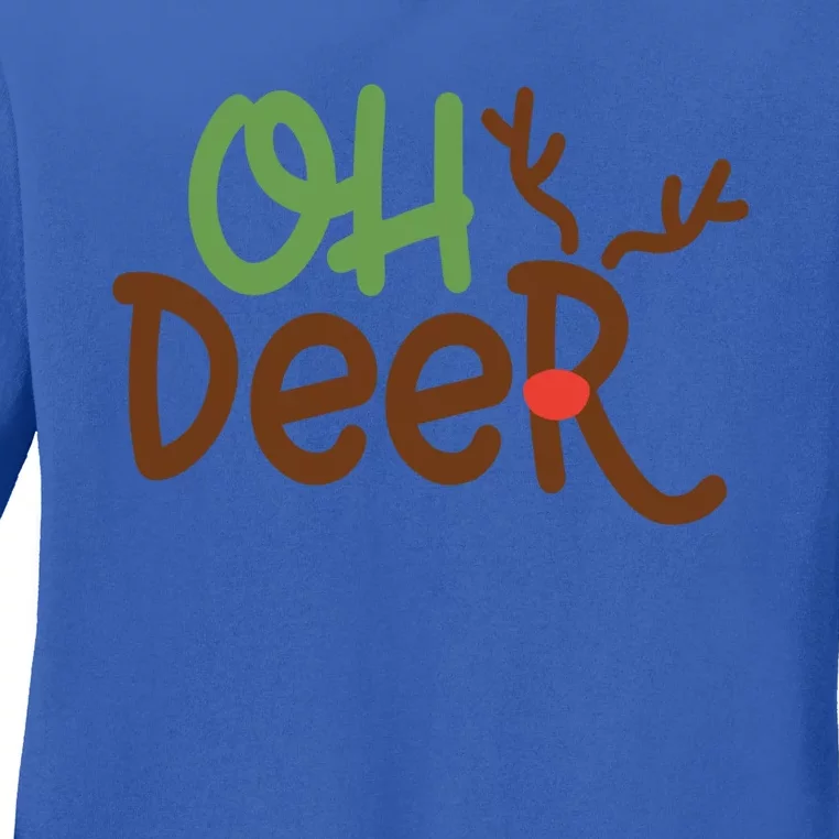 Funny Rudolph Oh Deer Christmas Gift Ladies Long Sleeve Shirt