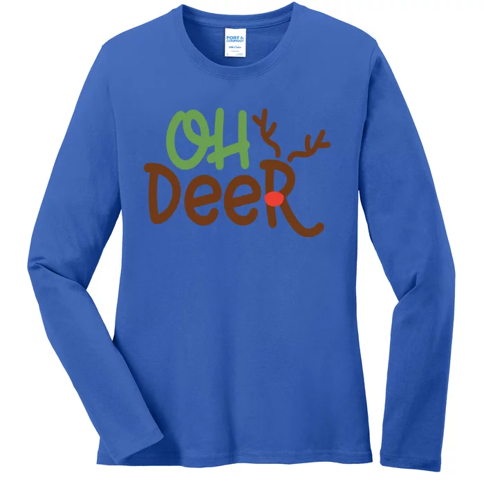 Funny Rudolph Oh Deer Christmas Gift Ladies Long Sleeve Shirt