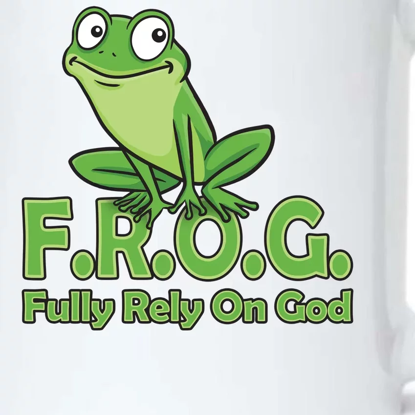 Frog Fully Rely On God Black Color Changing Mug