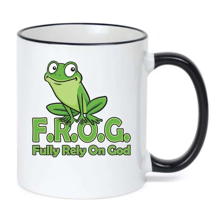 Frog Fully Rely On God Black Color Changing Mug