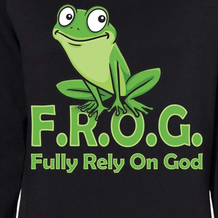 Frog Fully Rely On God Womens California Wash Sweatshirt