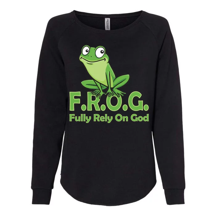 Frog Fully Rely On God Womens California Wash Sweatshirt