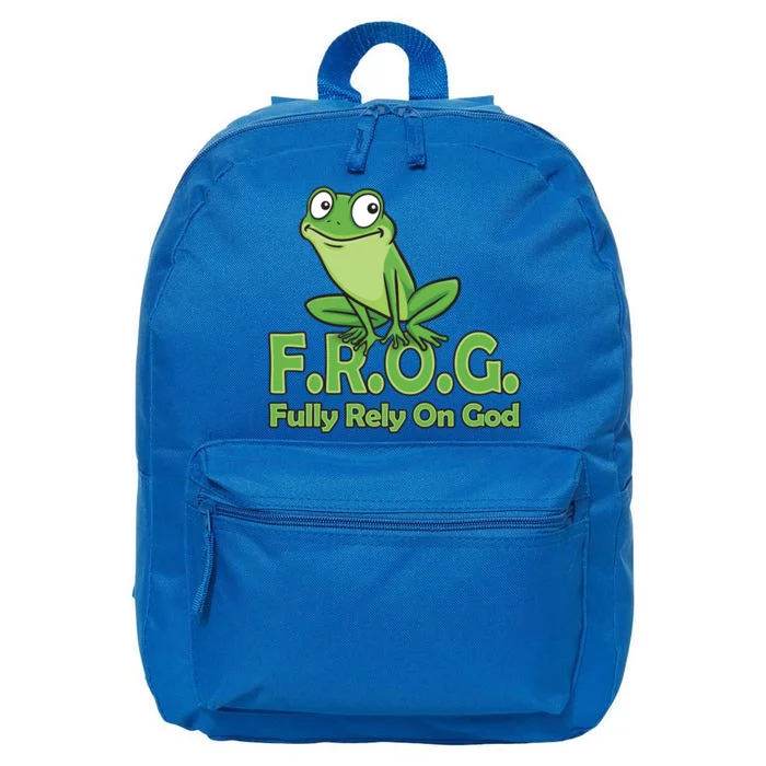 Frog Fully Rely On God 16 in Basic Backpack