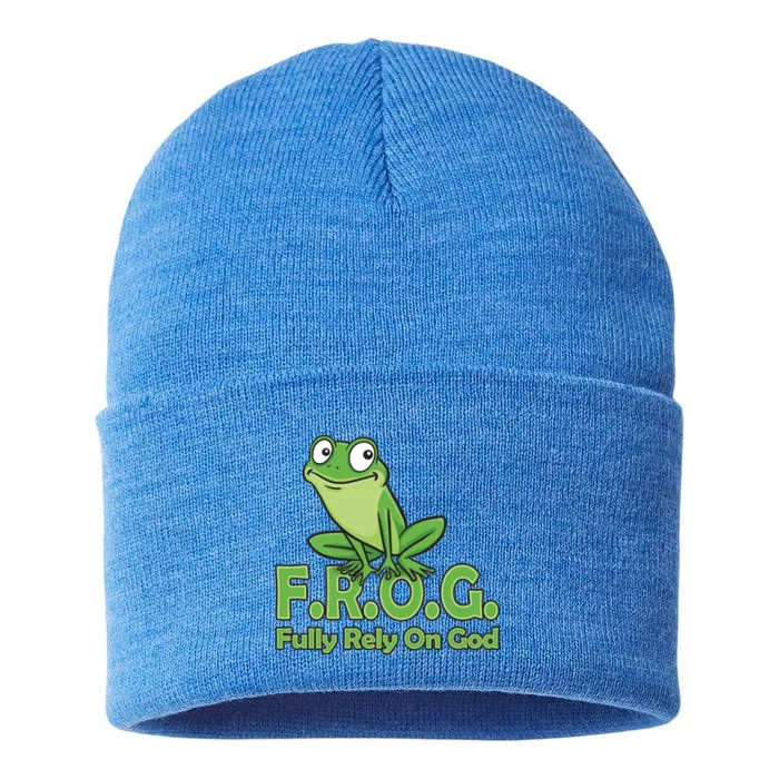 Frog Fully Rely On God Sustainable Knit Beanie