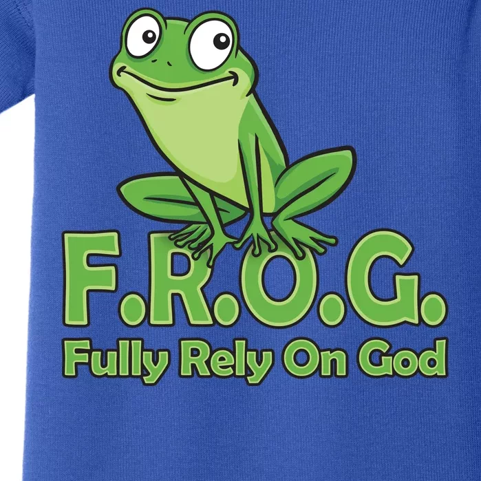 Frog Fully Rely On God Baby Bodysuit