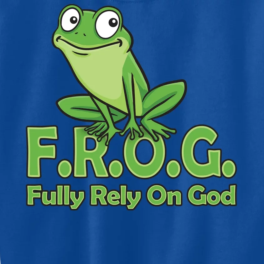 Frog Fully Rely On God Kids Sweatshirt