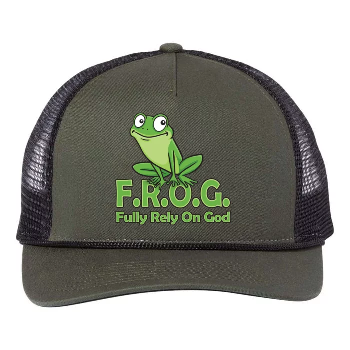 Frog Fully Rely On God Retro Rope Trucker Hat Cap