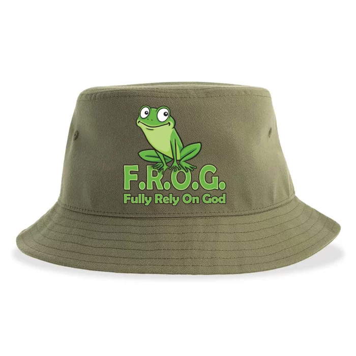 Frog Fully Rely On God Sustainable Bucket Hat