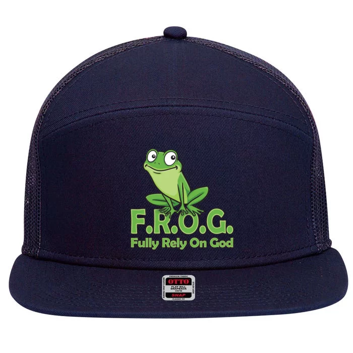 Frog Fully Rely On God 7 Panel Mesh Trucker Snapback Hat