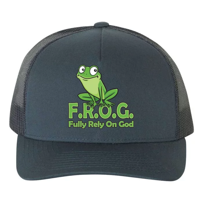 Frog Fully Rely On God Yupoong Adult 5-Panel Trucker Hat