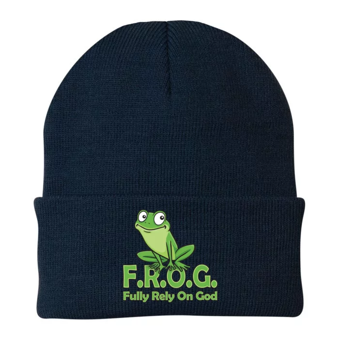 Frog Fully Rely On God Knit Cap Winter Beanie