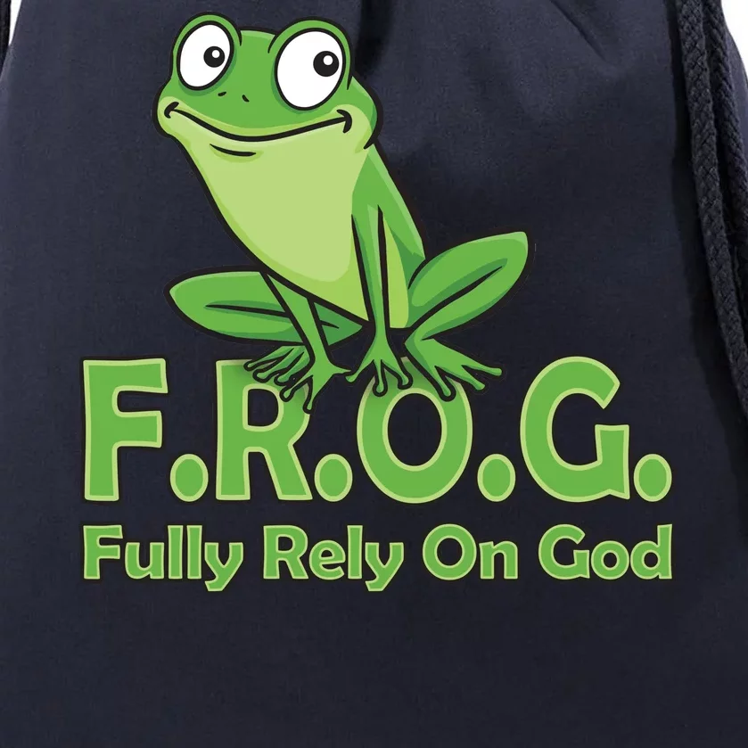 Frog Fully Rely On God Drawstring Bag