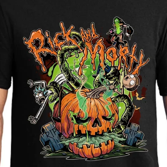 Funny Rick Pumpkin Halloween Pajama Set