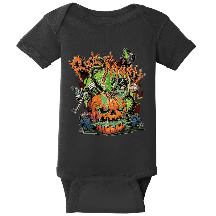 Funny Rick Pumpkin Halloween Baby Bodysuit