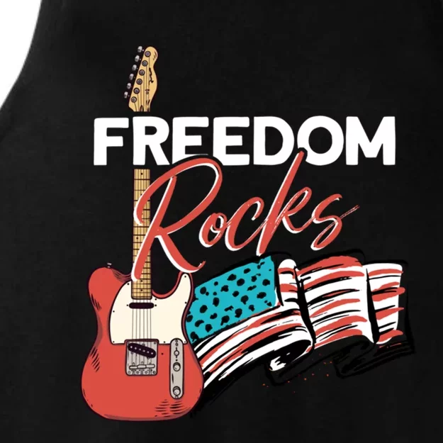 Freedom Rocks Patriotic American Flag Outfit 4th Of July Gift Ladies Tri-Blend Wicking Tank