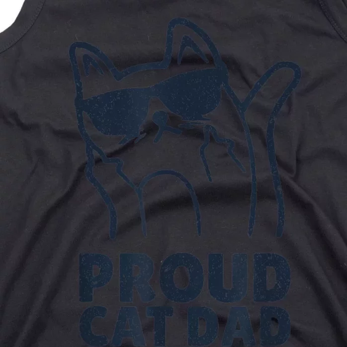 Funny Retro Proud Cat Dad Showing The Finger For Cat Lovers Tank Top