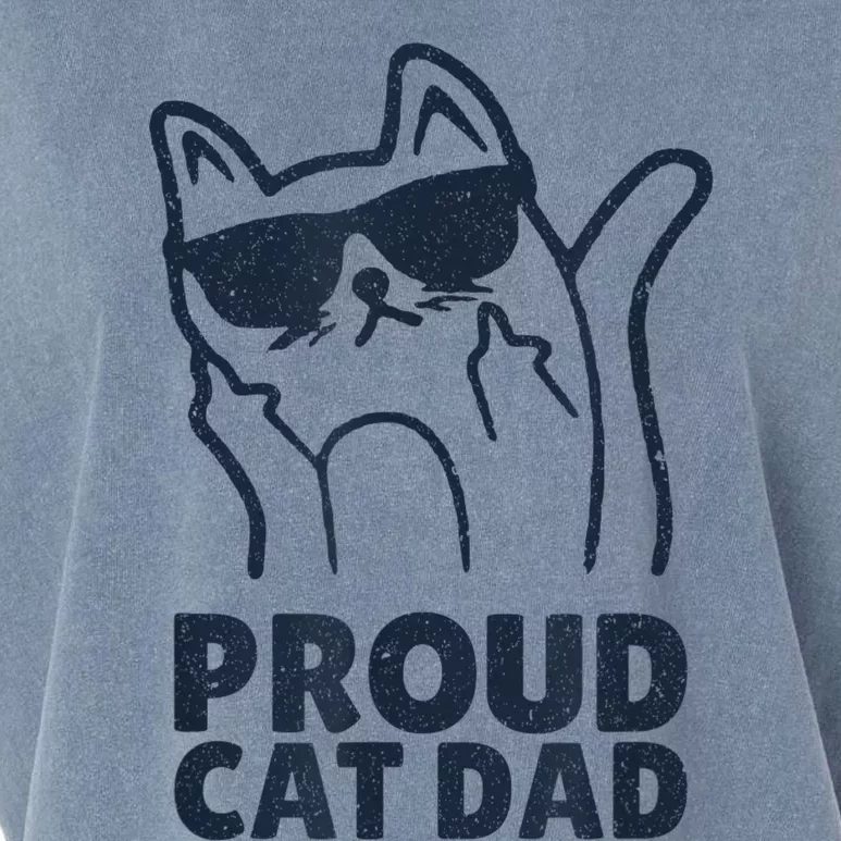 Funny Retro Proud Cat Dad Showing The Finger For Cat Lovers Garment-Dyed Women's Muscle Tee