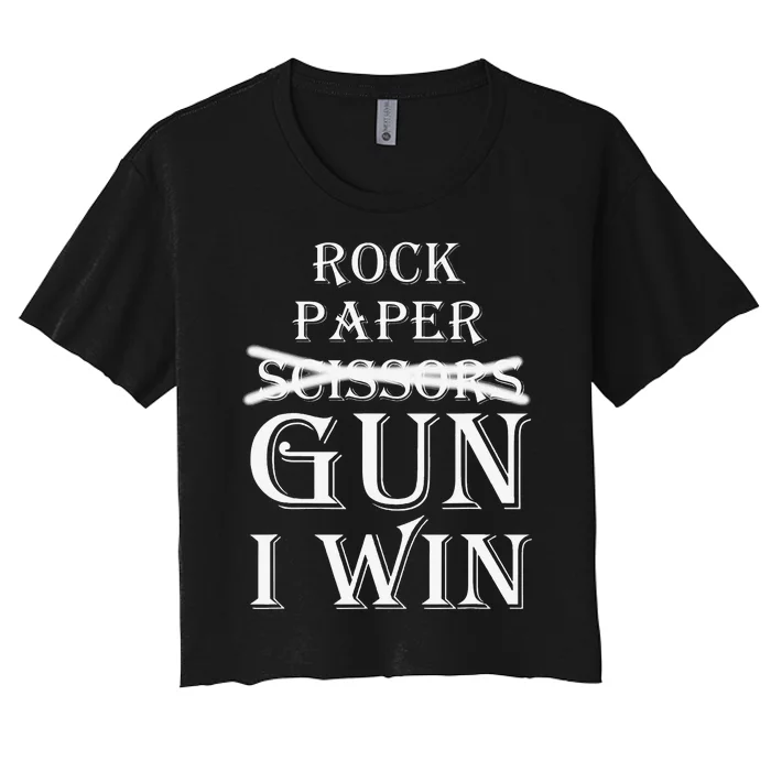 Funny Rock Paper Gun I Win Women's Crop Top Tee