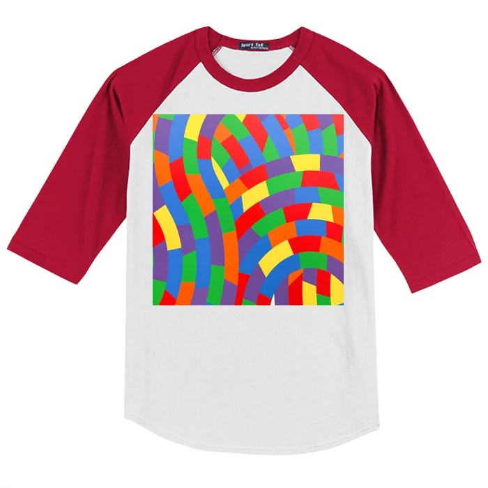 Fun Rise Pattern Kids Colorblock Raglan Jersey