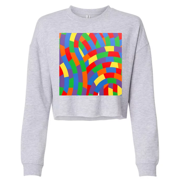 Fun Rise Pattern Cropped Pullover Crew