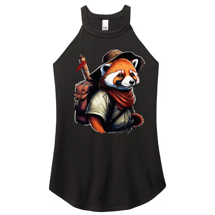 Funny Red Panda Outdoor Nature Hiking Camping Graphic Women’s Perfect Tri Rocker Tank